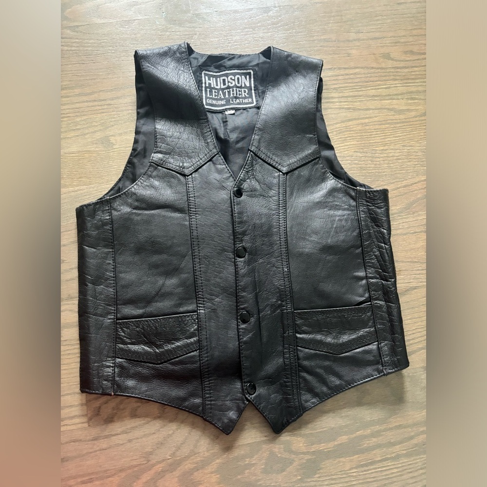 Hudson Leather Biker Vest size 36